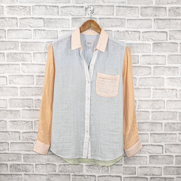 Rails Women's Button up Ellis Shirt in Bermuda Color Block Cotton size Small - Picture 1 of 11